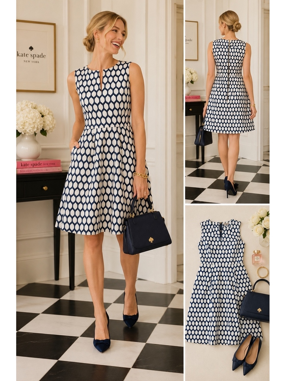 Kate Spade New York Polka Dot Fit & Flare Dress Size 2 Preppy Chic